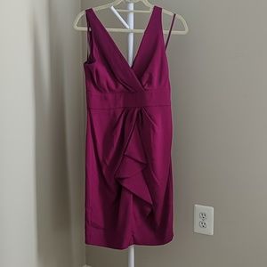 Diane Von Furstenberg Fuchsia Ruffle Front Dress